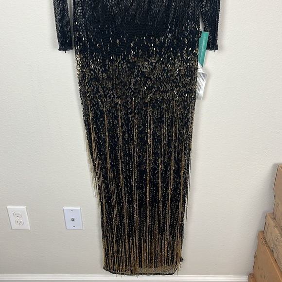 Mac Duggal Long Sleeve Beaded Fringe Gown 93584 - Picture 5 of 9